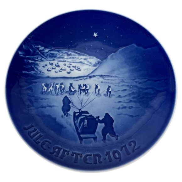 Bing & Grondahl B&G Christmas Plates 1971 & 1972 Blue Copenhagen Porcelain VTG - Picture 4 of 5